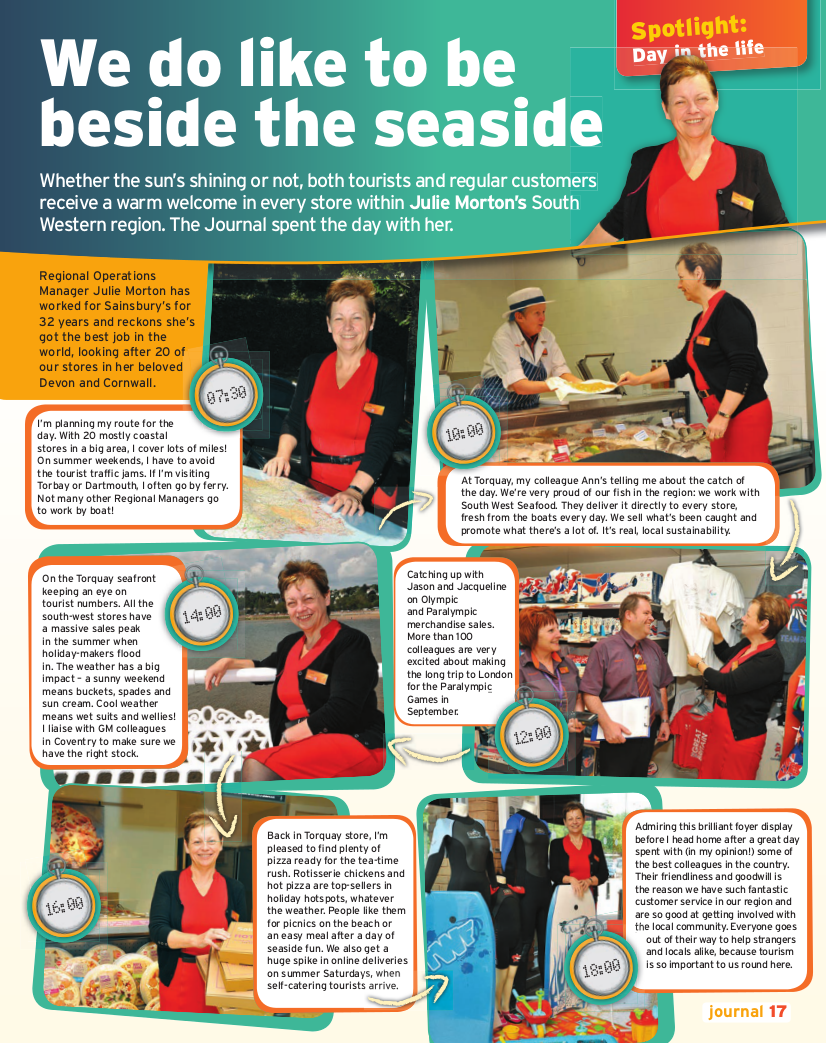 Sample page from the Sainsburys colleague magazine